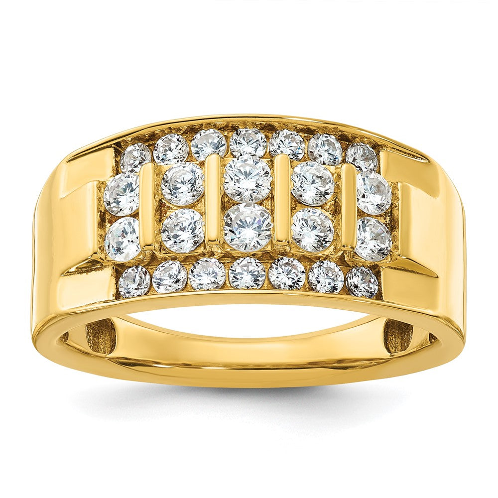 IBGoodman 14k 1 1/8 carat Lab Grown Diamond VS/SI+ G+ Complete Four Row Men's Ring