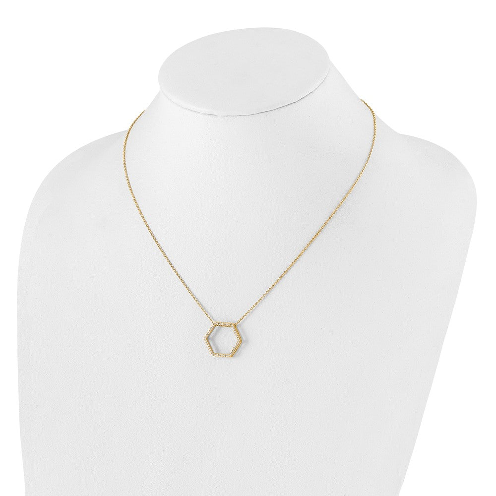 True Origin 14k 1/4 carat Lab Grown Diamond VS DEF 18 inch Hexagon Necklace