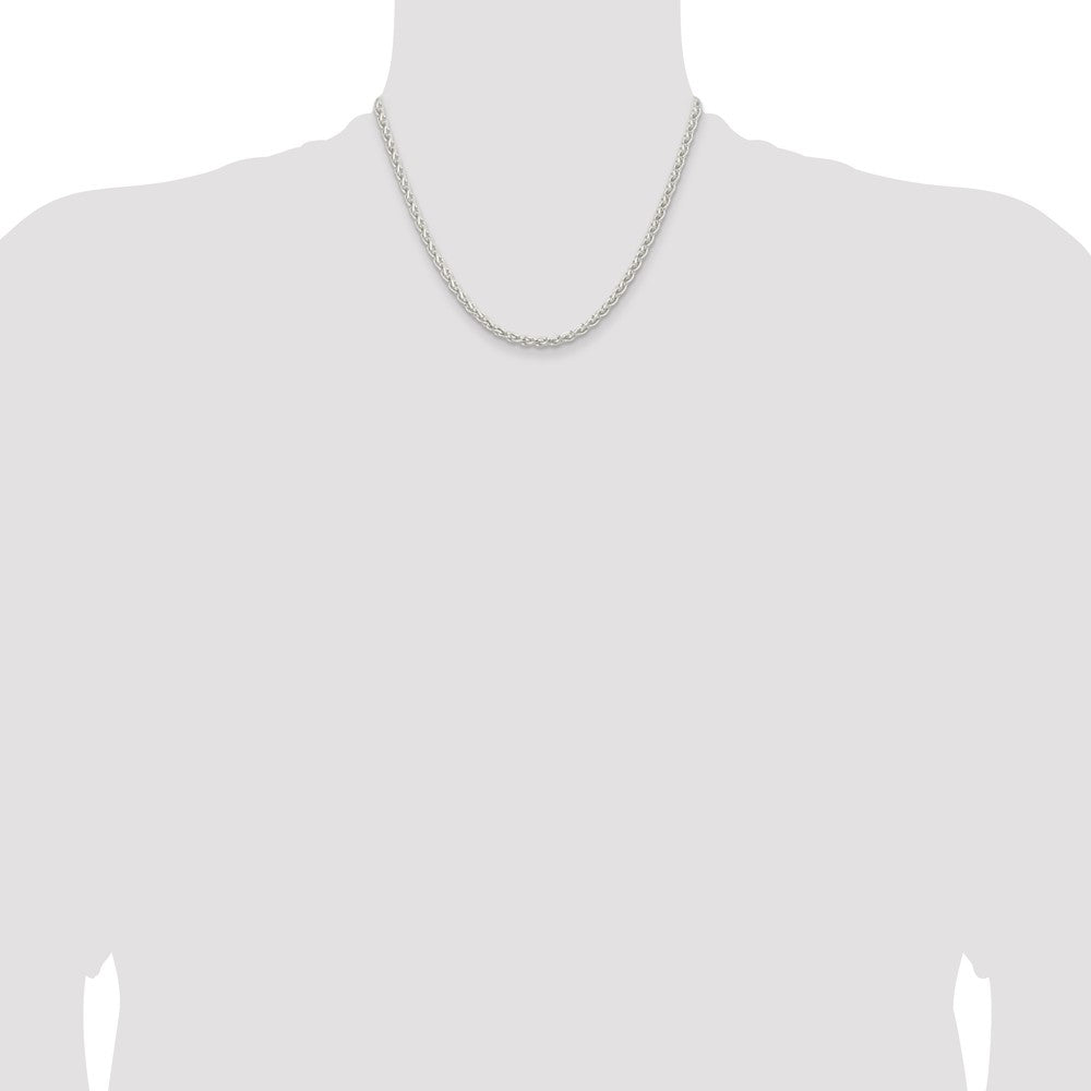 Sterling Silver 3.7mm Round Spiga Chain 18 Inches