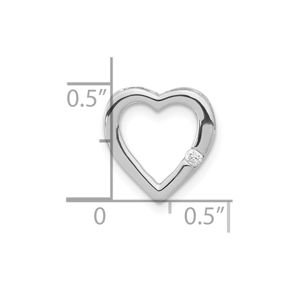 Sterling Silver Polished Diamond Heart Chain Slide