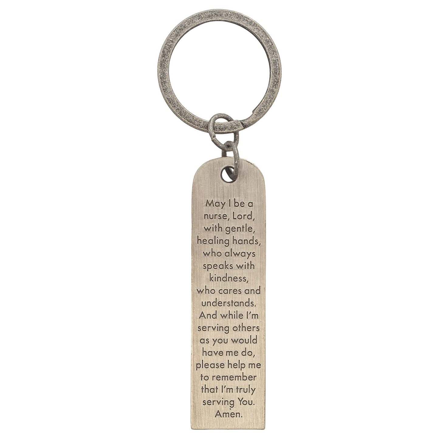 Nurse's Prayer 3.5 Inch Burnished Silver Tone Metal Keychain