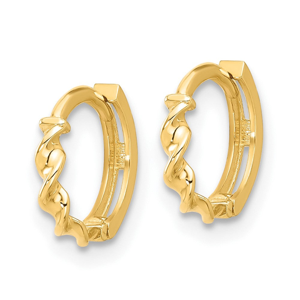 10K Polished Twisted Huggie Hoop Earrings