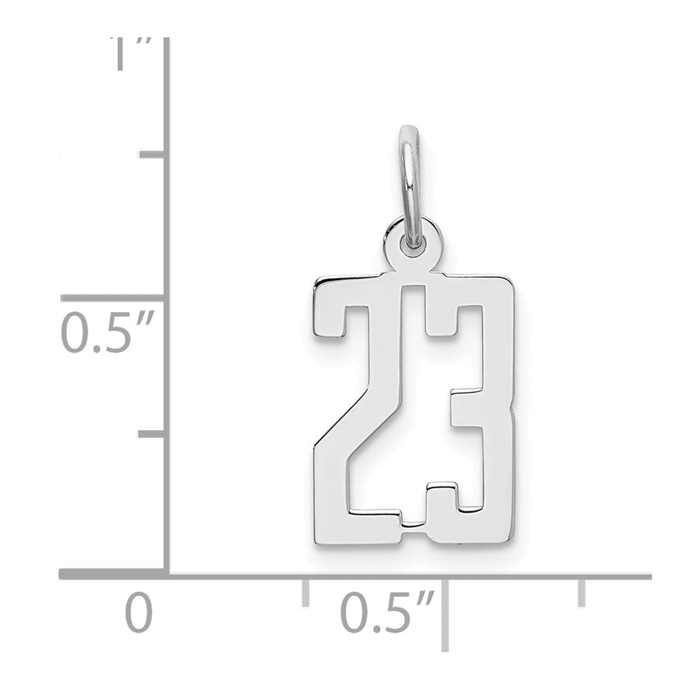 Sterling Silver/Rhodium-plated Elongated Number 23 Charm