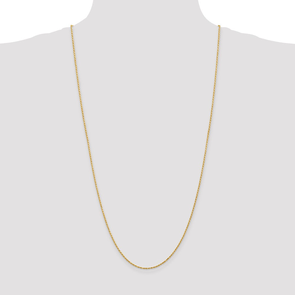 14K 30 inch 1.3mm Diamond-cut Solid Machine Made Rope with Lobster Clasp Chain