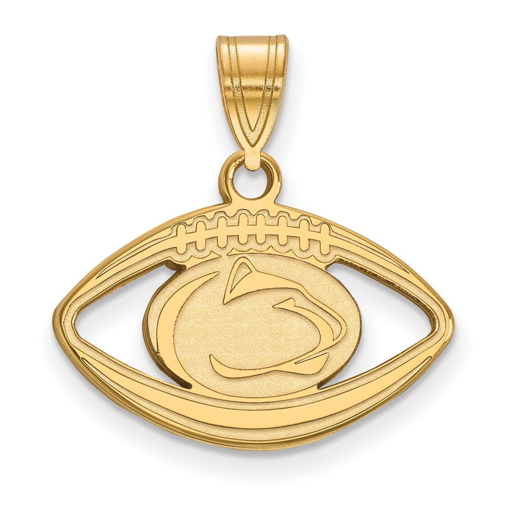 Sterling Silver Gold-plated LogoArt Penn State University Lion Football Pendant Q-GP022PSU