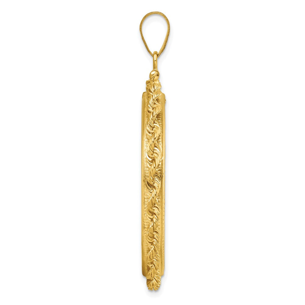 Wideband Distinguished Coin Jewelry 14k Polished Rope 34.2mm x 2.85mm Screw Top Coin Bezel Pendant