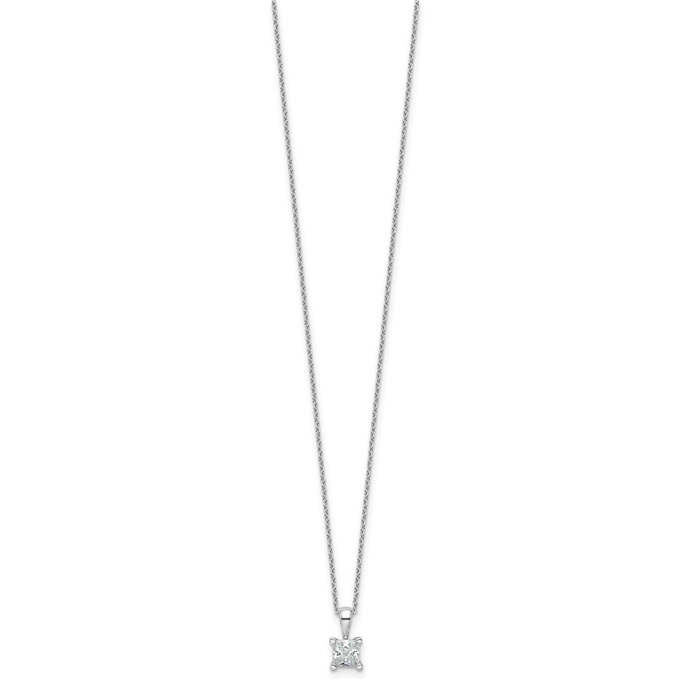 14kw .50ct VS+ F+ Lab Grown Princess Diamond 4 Prong Pendant w/ Chain