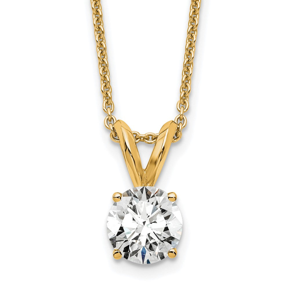 14k 1/2 carat Certified Lab Grown Diamond VS+ F+ Round Complete Four Prong 18 inch Solitaire Pendant Necklace