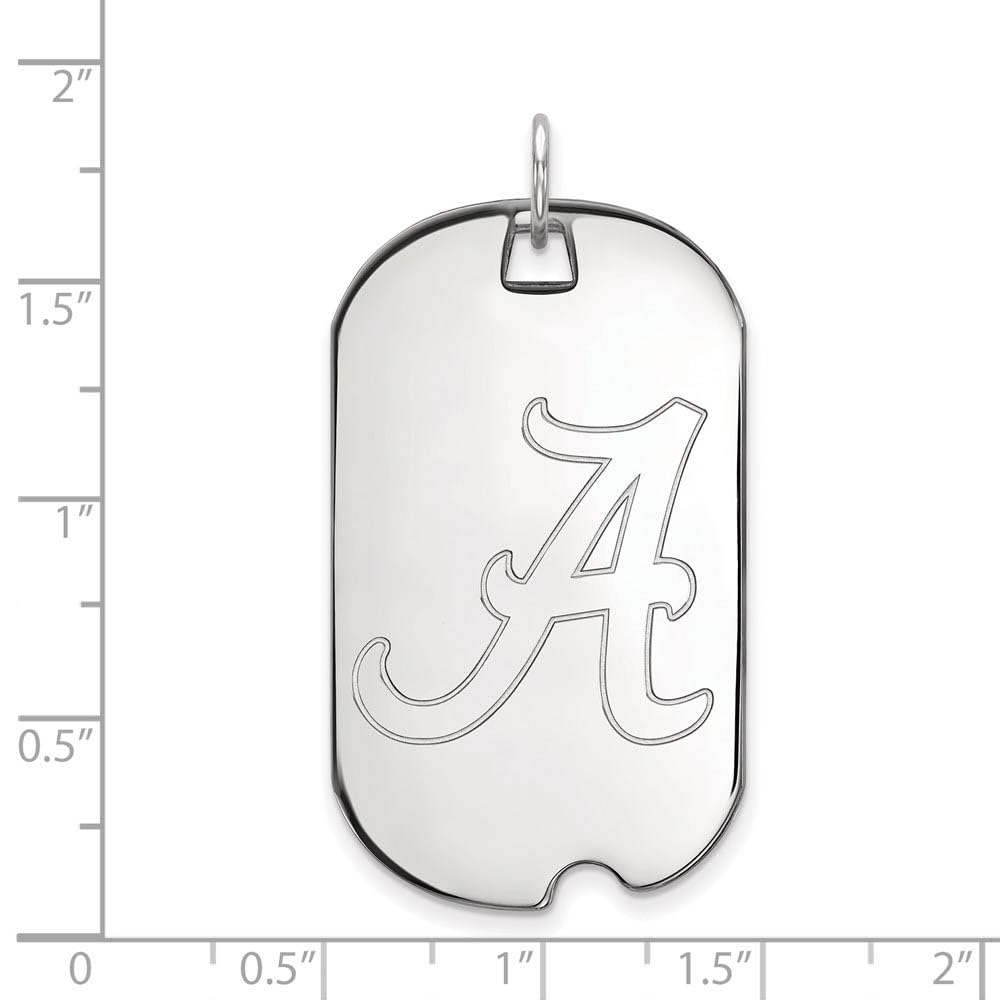 Sterling Silver LogoArt Official Licensed Collegiate University of Alabama (UA) Large Dog Tag