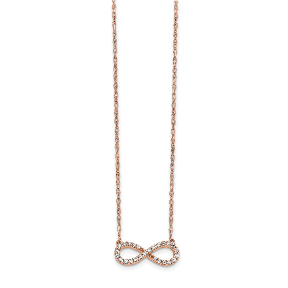 14k Rose Gold Polished Diamond Infinity Symbol 18 inch Necklace