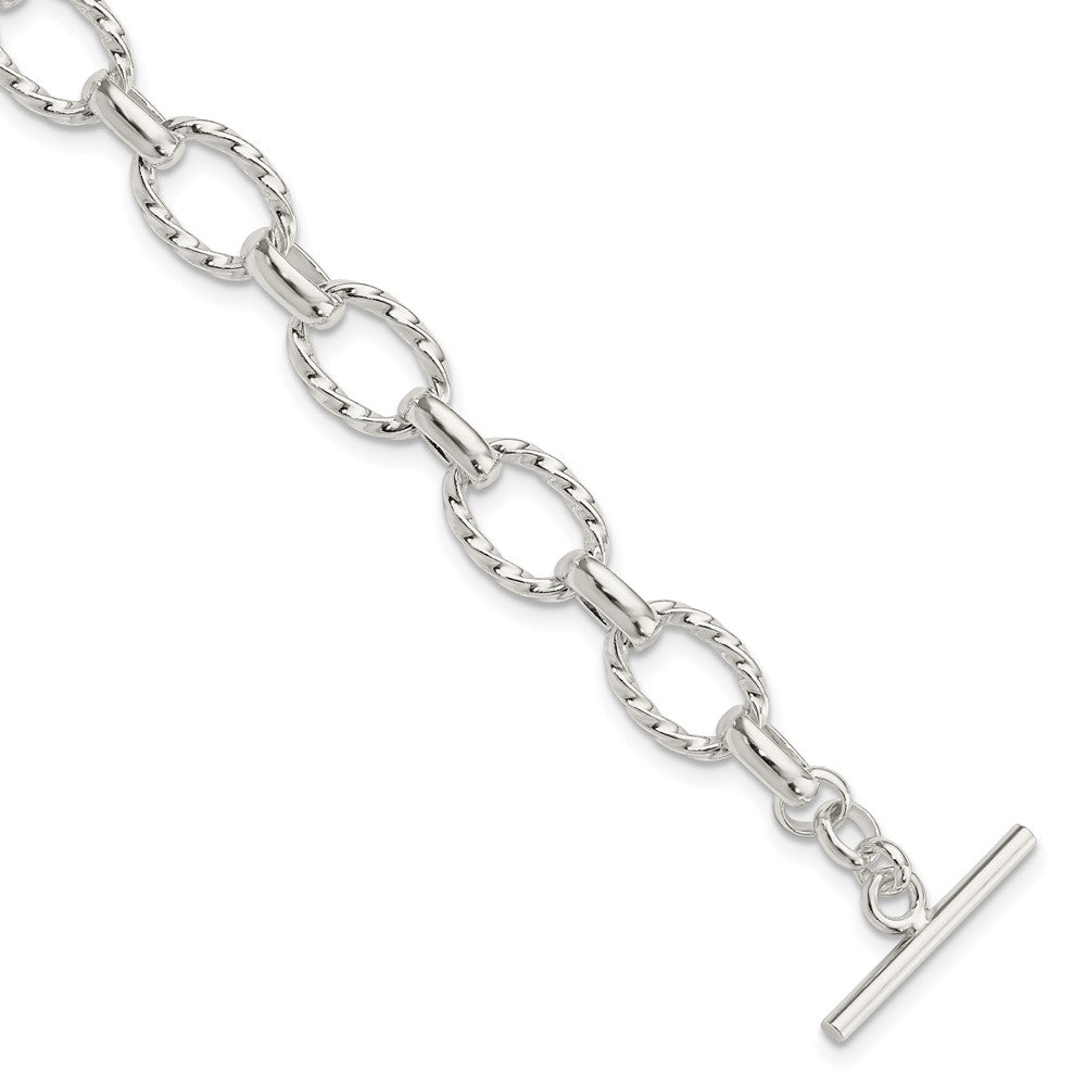 Sterling Silver 7.75inch Polished Fancy Link Toggle Bracelet 7.75 inches