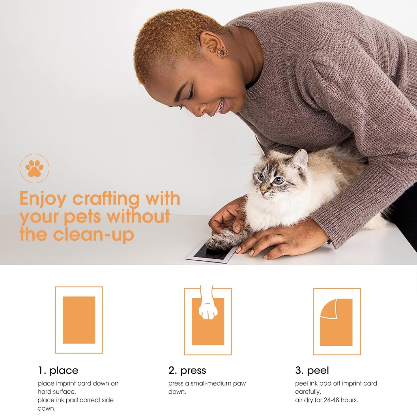Pearhead Pet Paw Print Clean-Touch Ink Pad Kit with Imprint Cards for Cats or Dogs, Black