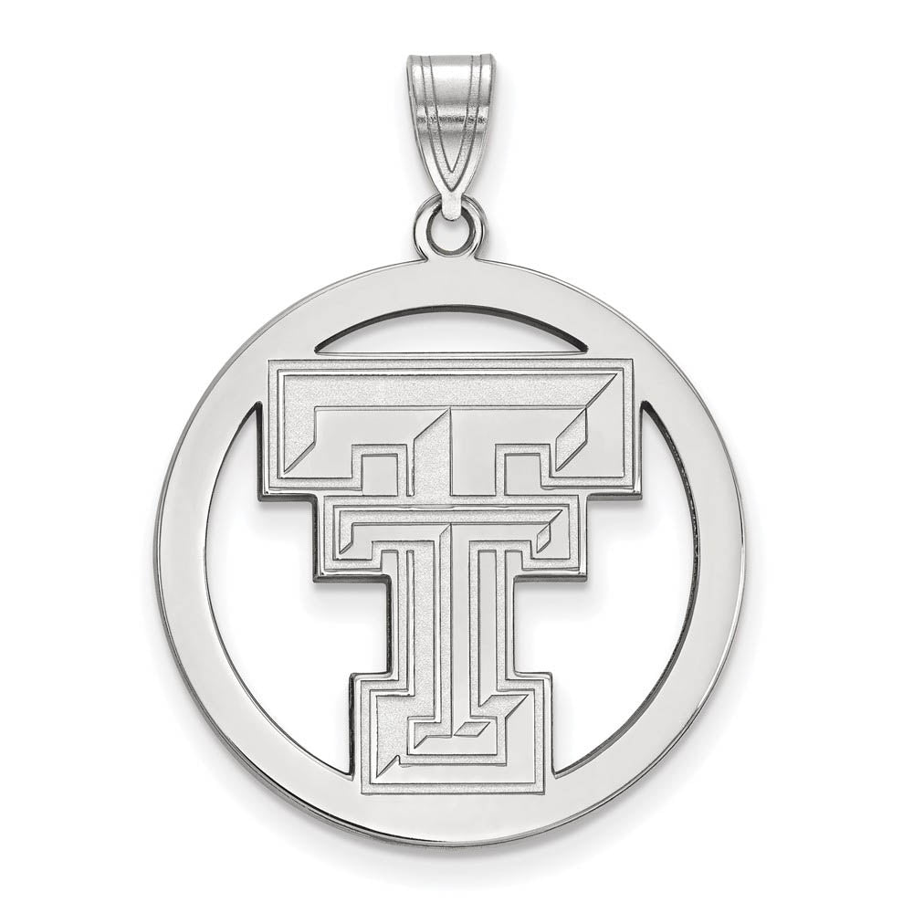 Sterling Silver Texas Tech U. XL Circle Pendant