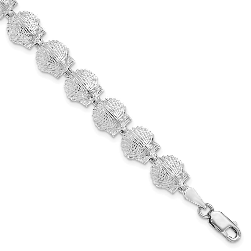 De-Ani Sterling Silver Rhodium-plated Polished Scallop Shell Bracelet 7.5 inches