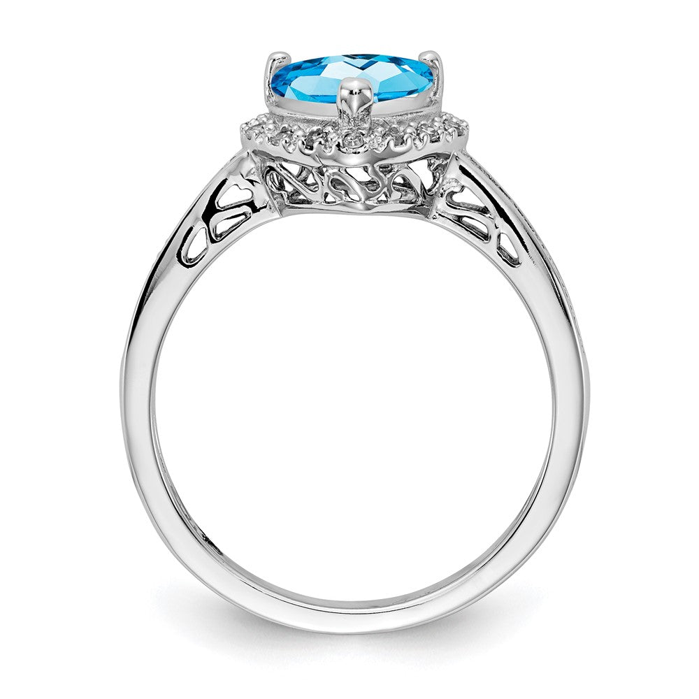 Sterling Silver Blue Topaz & Diamond Ring