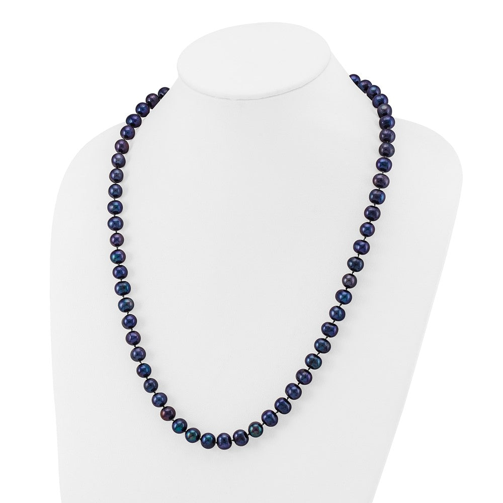 14k 8-9mm Black Near-Round Freshwater Cultured Pearl 24 inch Necklace