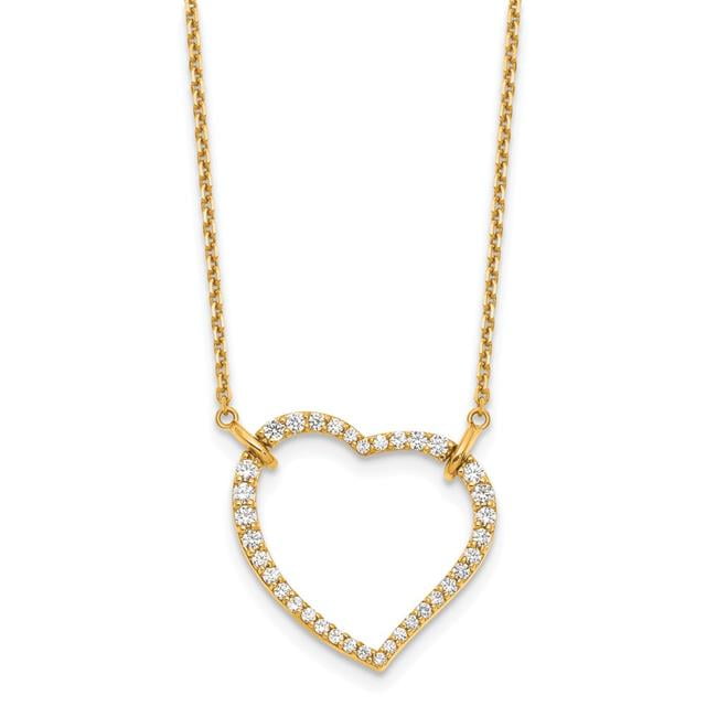 14k Polished 3/4 carat Diamond Heart 18 inch Necklace