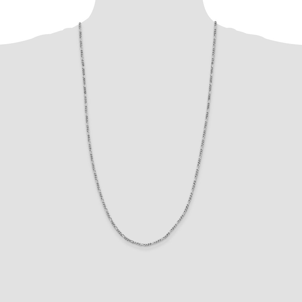 Sterling Silver Rhodium-plated 2.5mm Figaro Chain 28 Inches