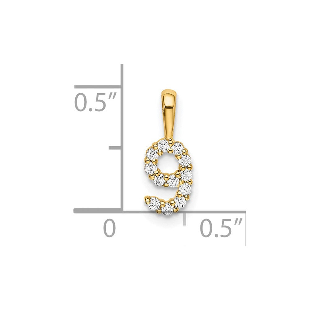 14K Diamond Number 9 Pendant