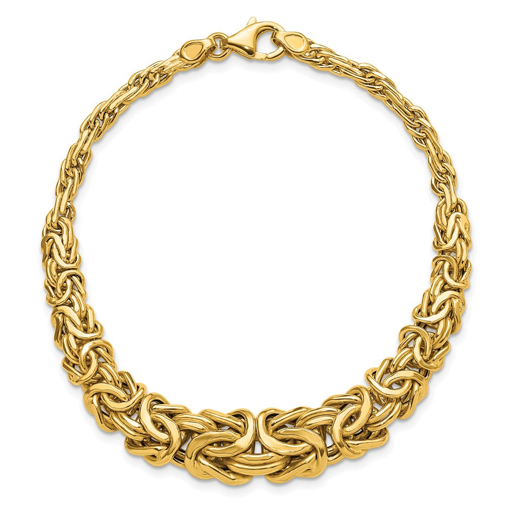 14K Polished Byzantine Graduated Bracelet 7.5  inches