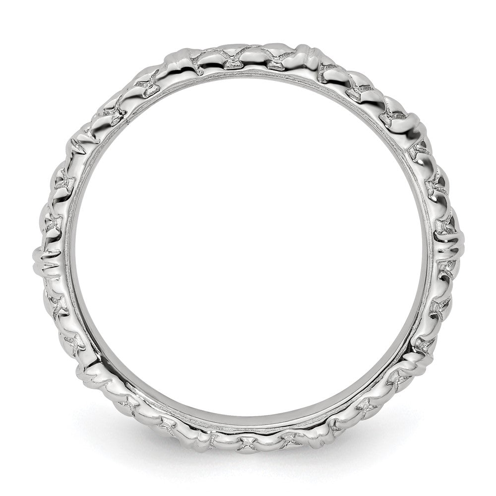 Sterling Silver Stackable Expressions Rhodium Cable Ring Size -8