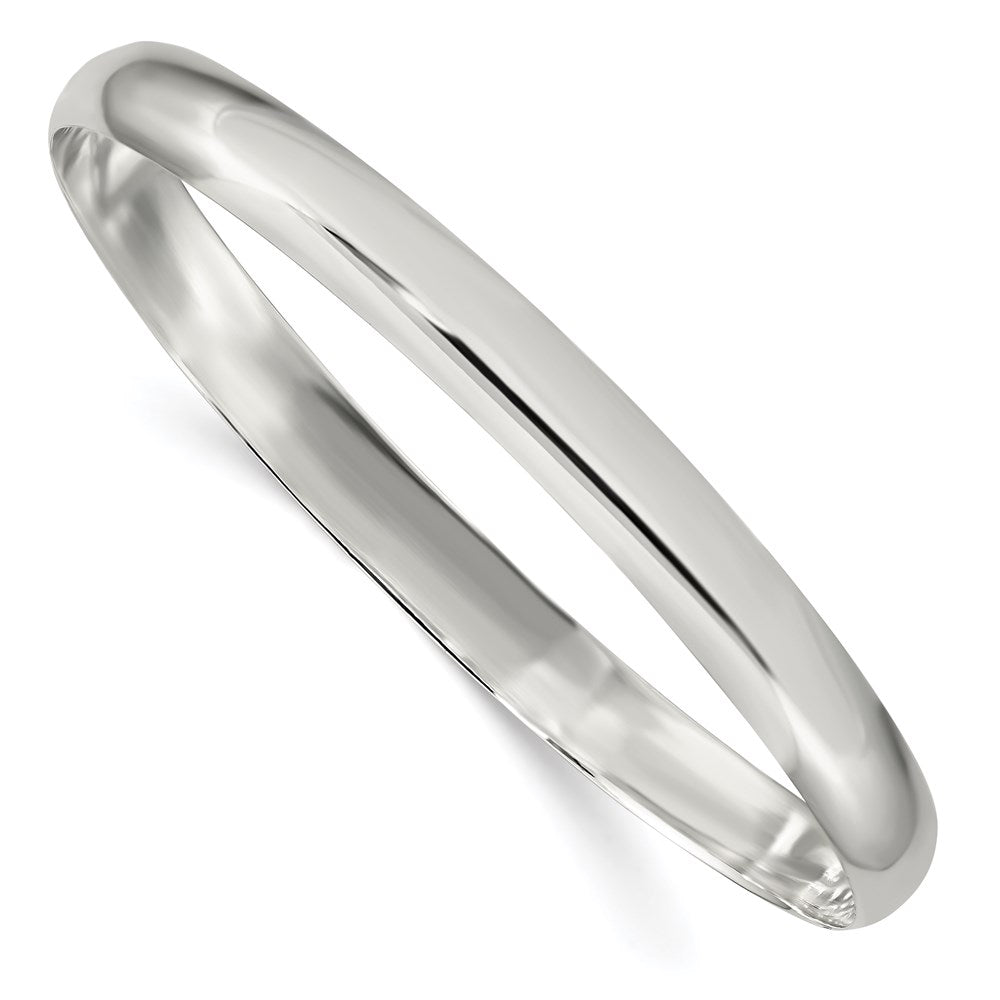 Sterling Silver 6.25mm Solid Polished Plain Slip-On Bangle Bracelet 7.25 inches