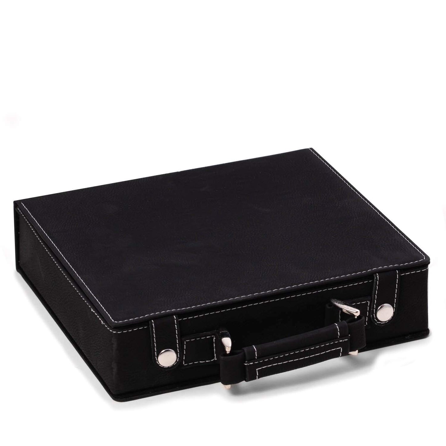 Sleek Black Poker Case w/ Poker Chips,2 Playing Cards,5 Dice