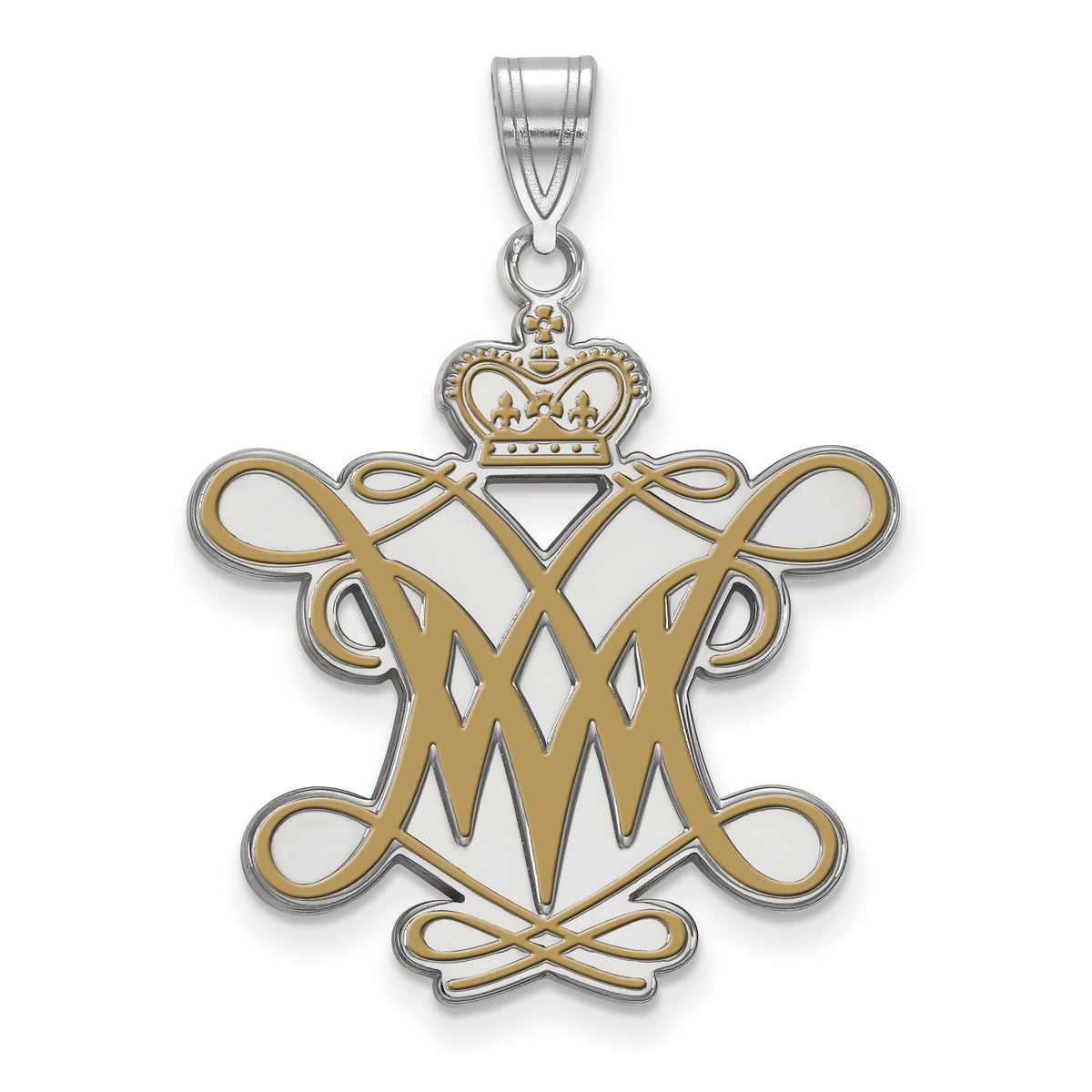 Sterling Silver LogoArt Official Licensed Collegiate William And Mary XL Enamel Pendant