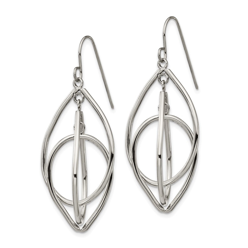 Stainless Steel Polished Dangle Shepherd Hook Earrings