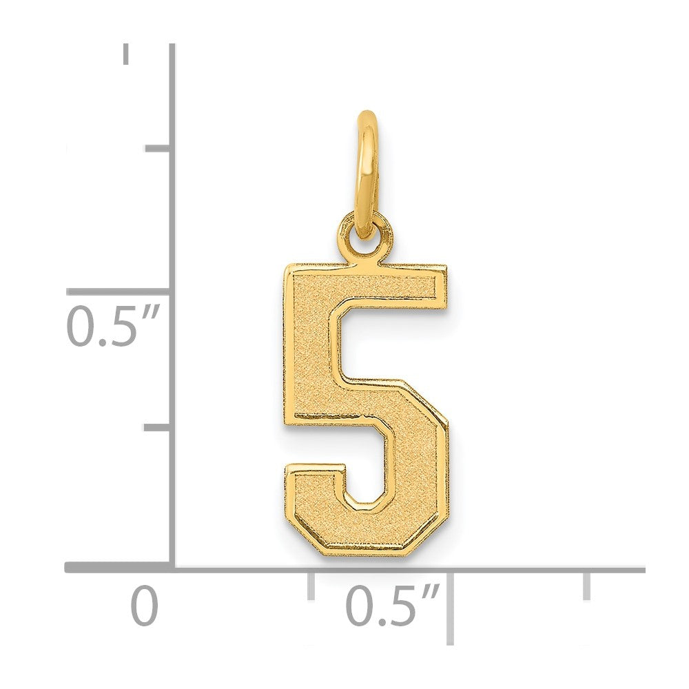 14k Medium Satin Number 5 Charm