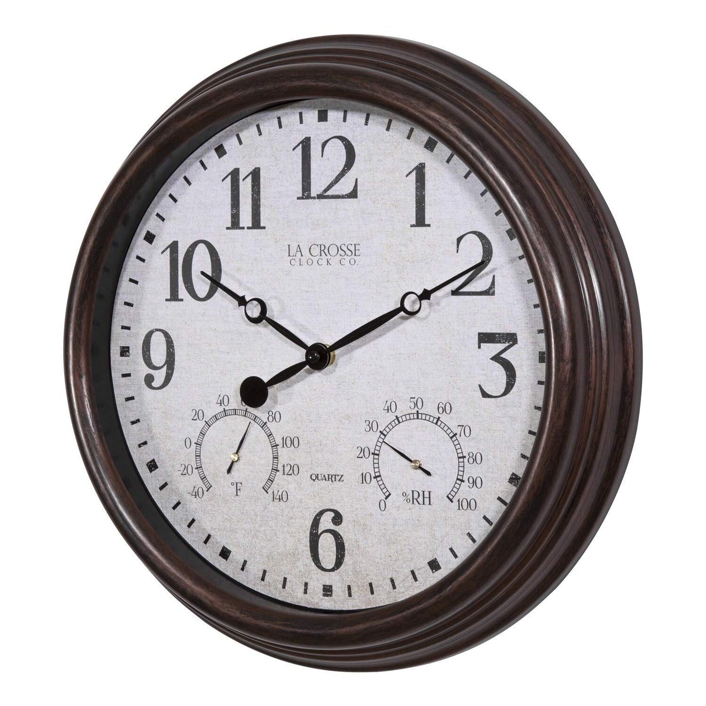 La Crosse Clock 15 Inch Indoor/Outdoor Quartz Analog Clock with Temperature and Humidity, 404-3015