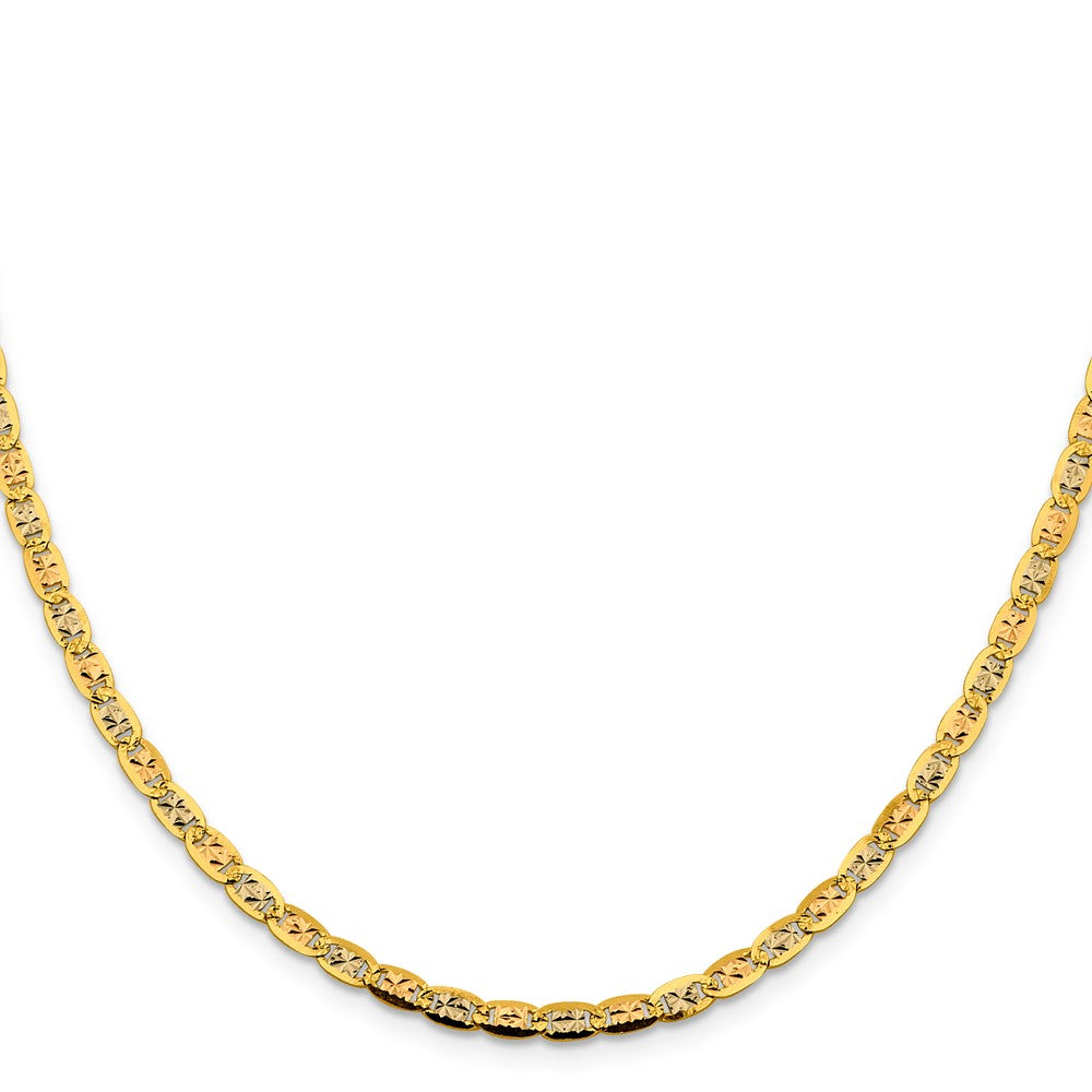 14K 20 inch 3.8mm Tri-color Pav‚ Valentino with Lobster Clasp Chain