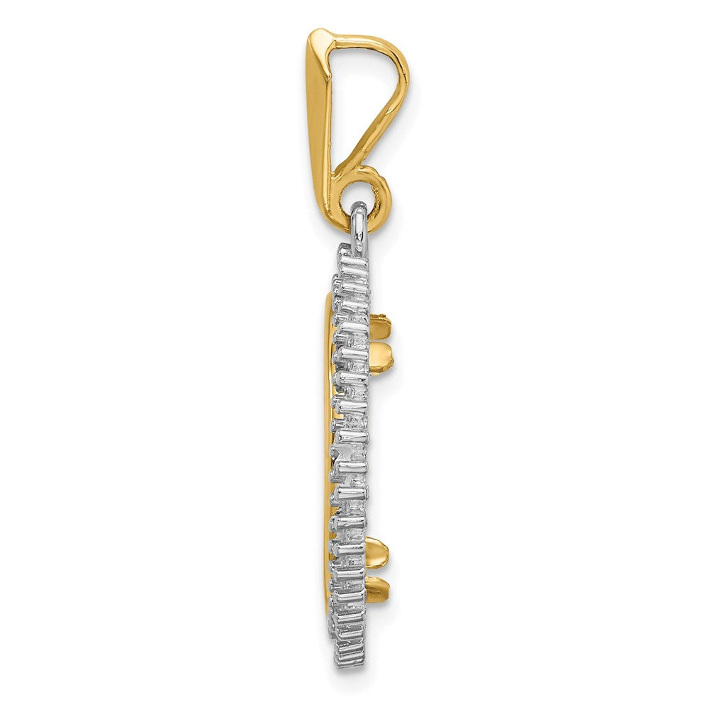 Wideband Distinguished Coin Jewelry 14k Two-tone Polished Diamond Circle 16.5mm Prong Coin Bezel Pendant Mounting