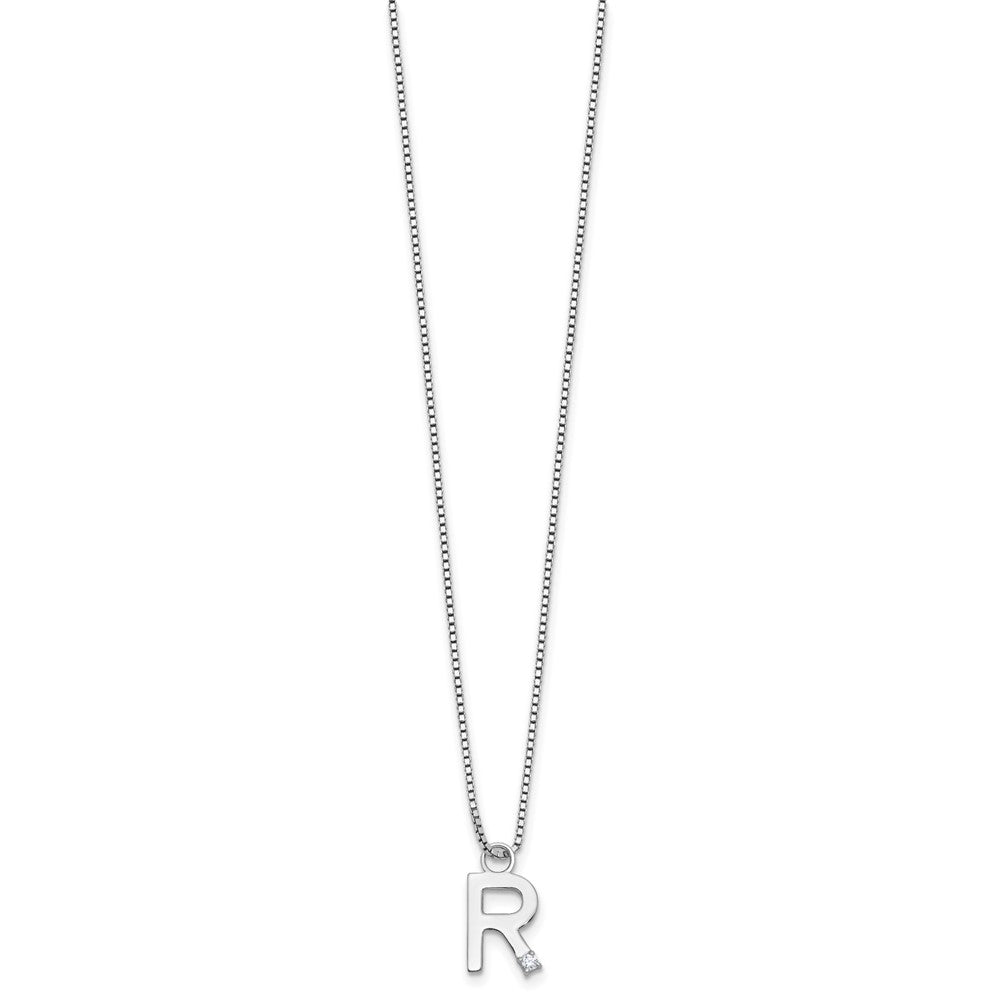 White Ice Sterling Silver Rhodium-plated 18 inch Diamond Letter R Initial Necklace plus 2 inch Extender 18 Inches