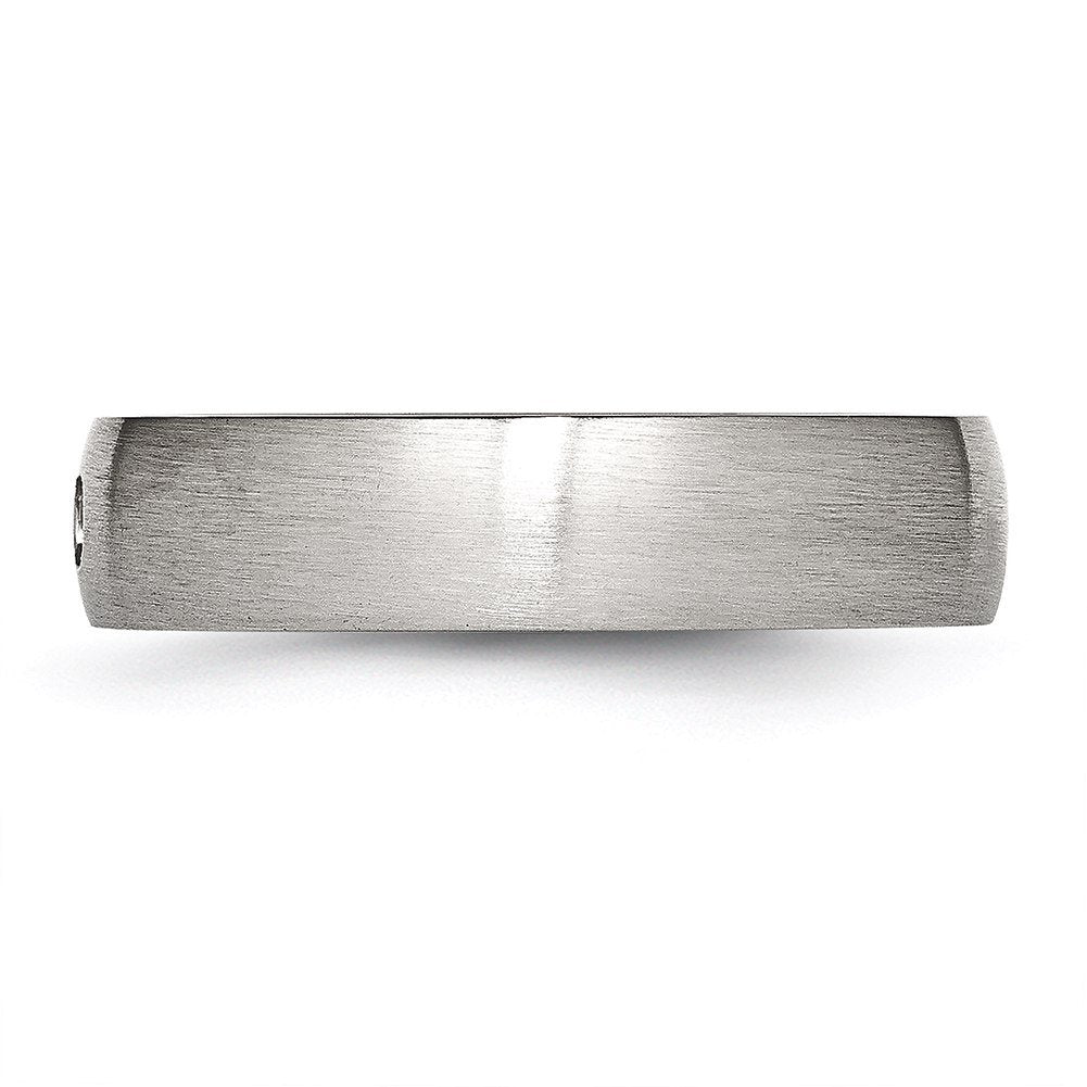 Stainless Steel Brushed w/CZ Half Round 5.5mm Band Size - 10.5