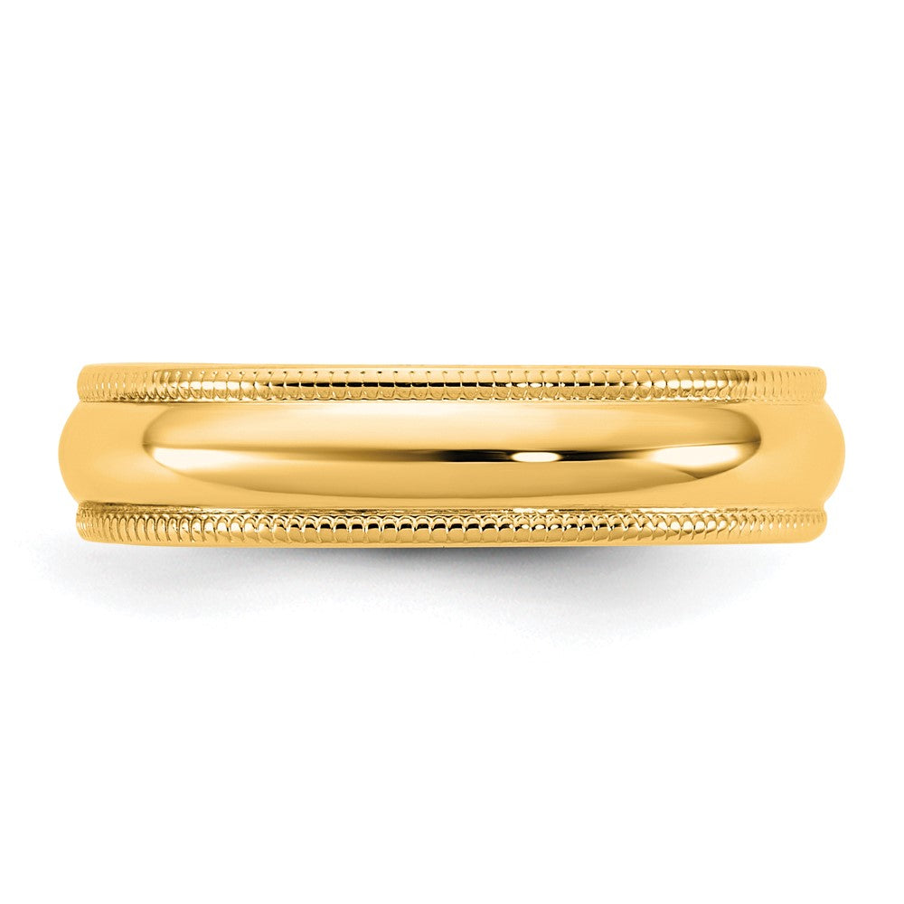 10KY 4.5mm LTW Milgrain Half Round Band Size 8