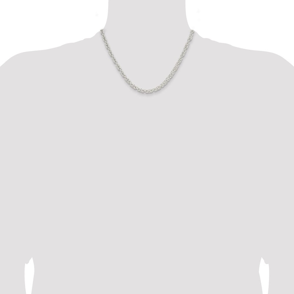 Sterling Silver 4.75mm Rounded Byzantine Chain 18 Inches