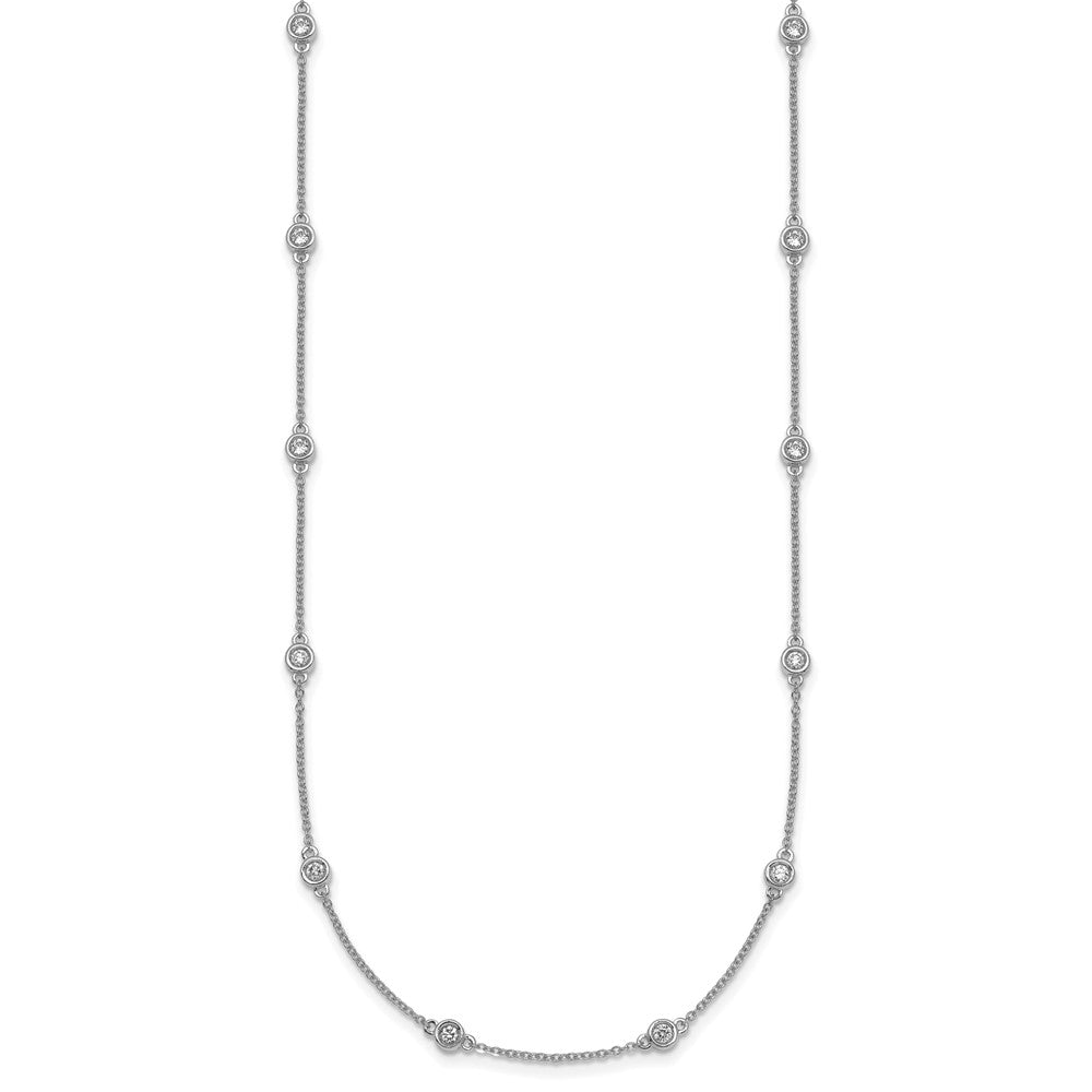 14k White Gold Complete 1/2 carat Bezel-set Diamond and Cable Chain 16-Station 16 inch Necklace