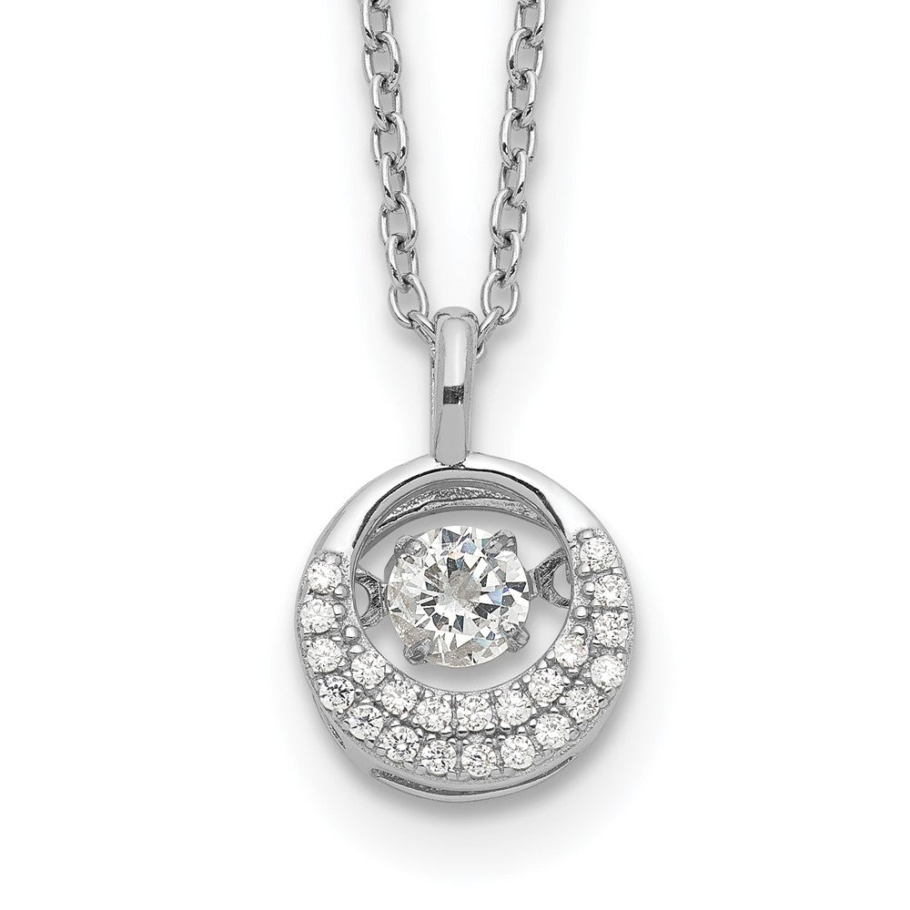 Cheryl M Sterling Silver Rhodium-plated Brilliant-cut Vibrant CZ Circle 18 Inch Necklace 18 Inches