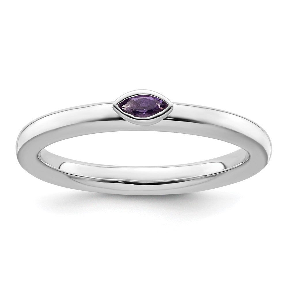 Sterling Silver Stackable Expressions Amethyst Ring Size -6
