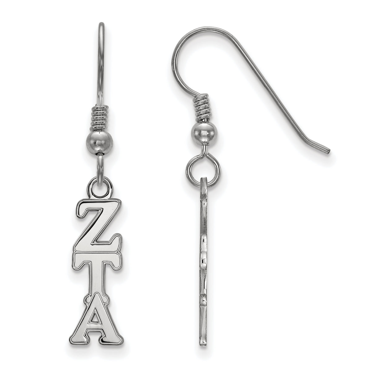 Sterling Silver Official Licensed Greek Sororities Zeta Tau Alpha (ZTA) Small Dangle Earrings