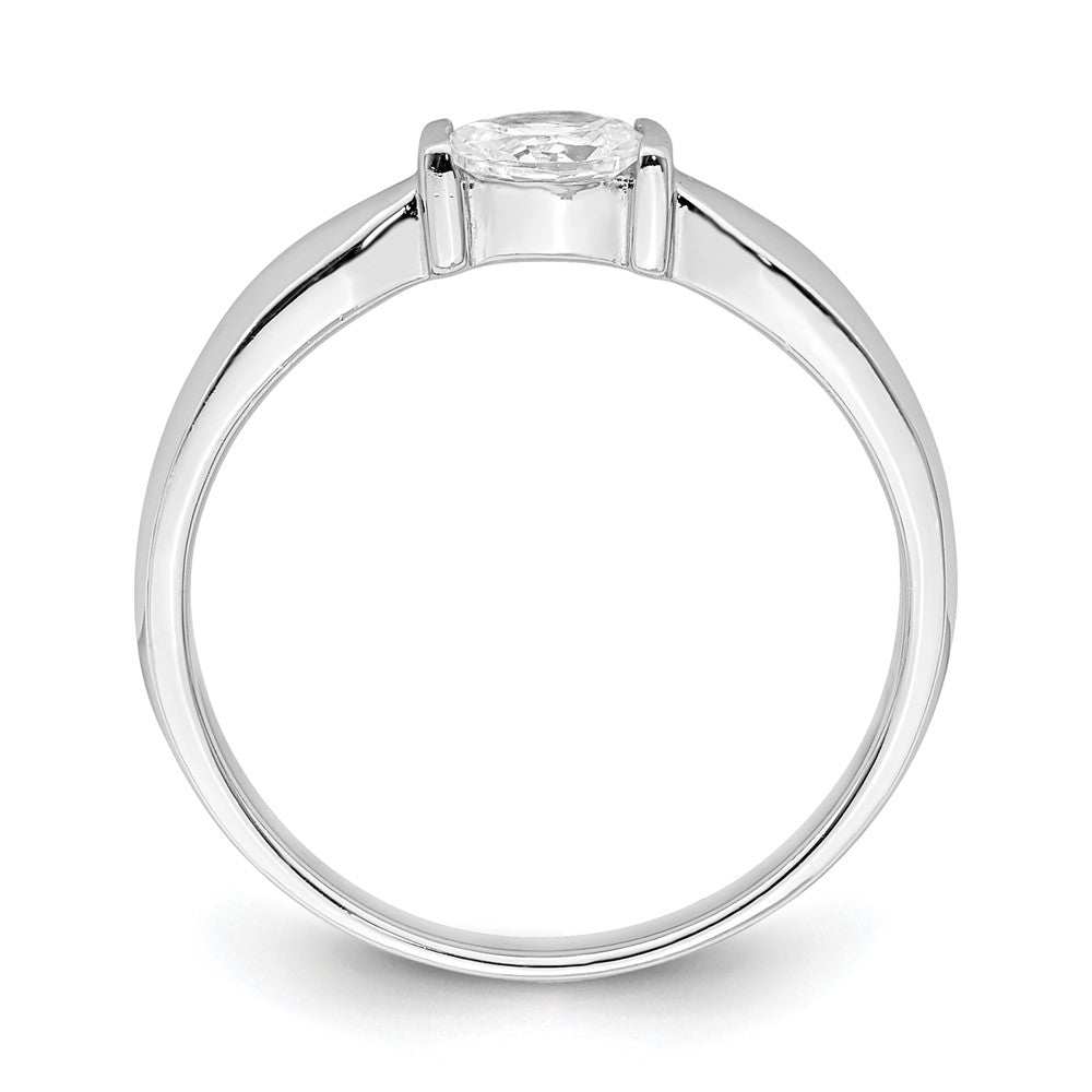 Sterling Silver Rhodium-plated Oval CZ Ring