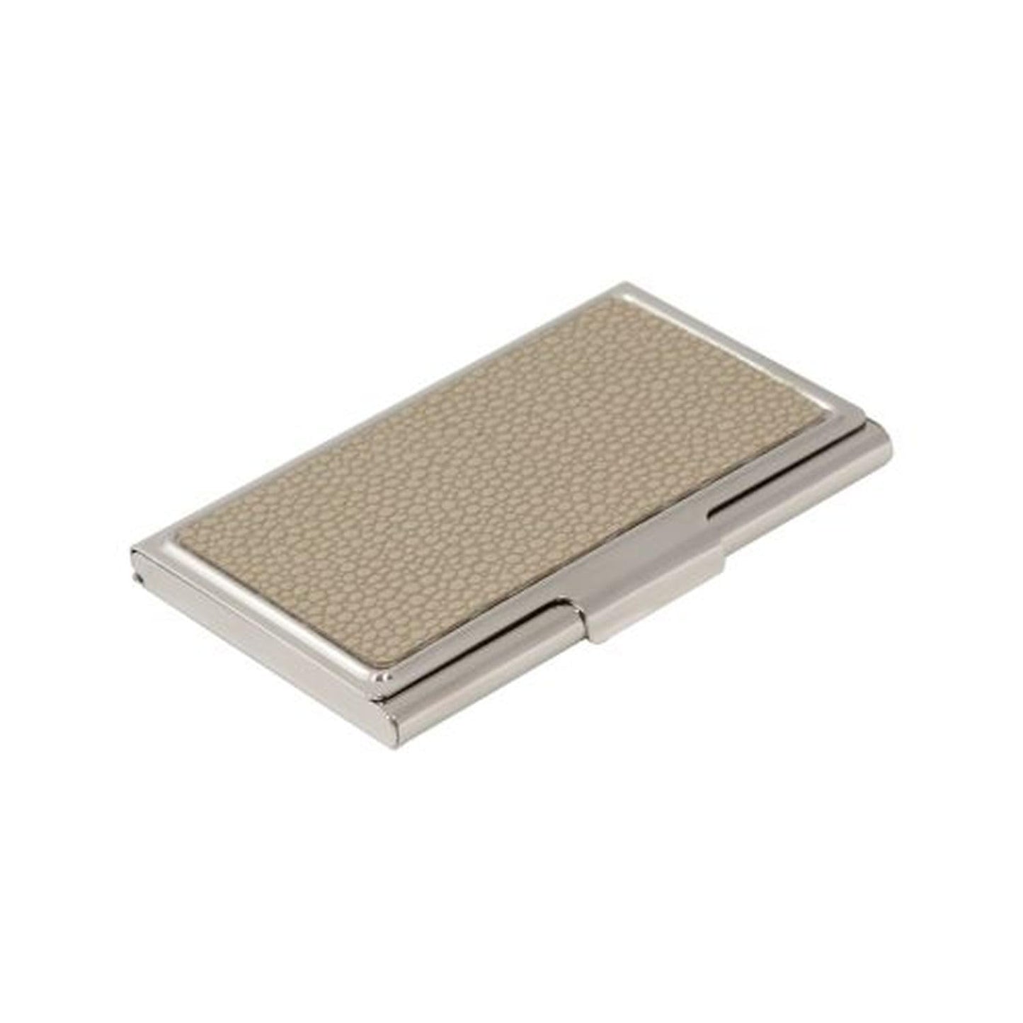 Bey-Berk International D245 Nickel Plated Business Card Case with Beige Stingray Design