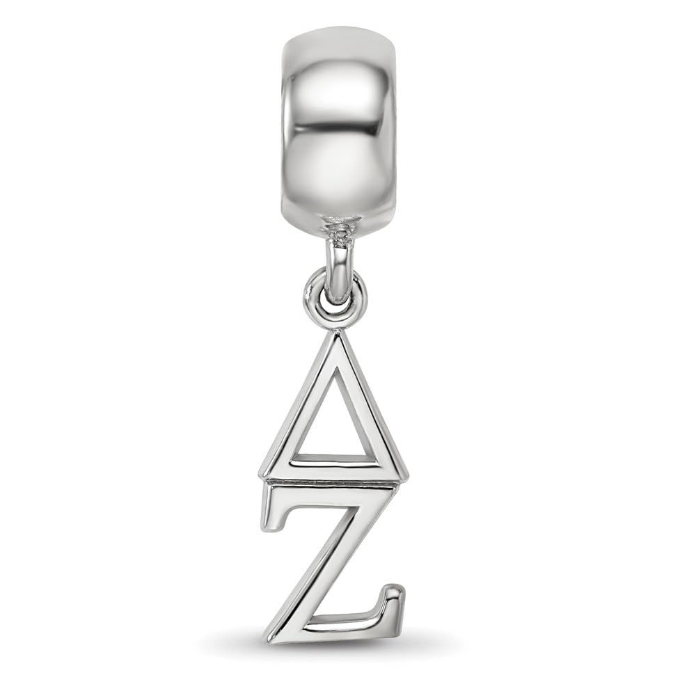 Sterling Silver Rhodium-plated LogoArt Delta Zeta Vertical Letters Bead QDZ005BD1-SS