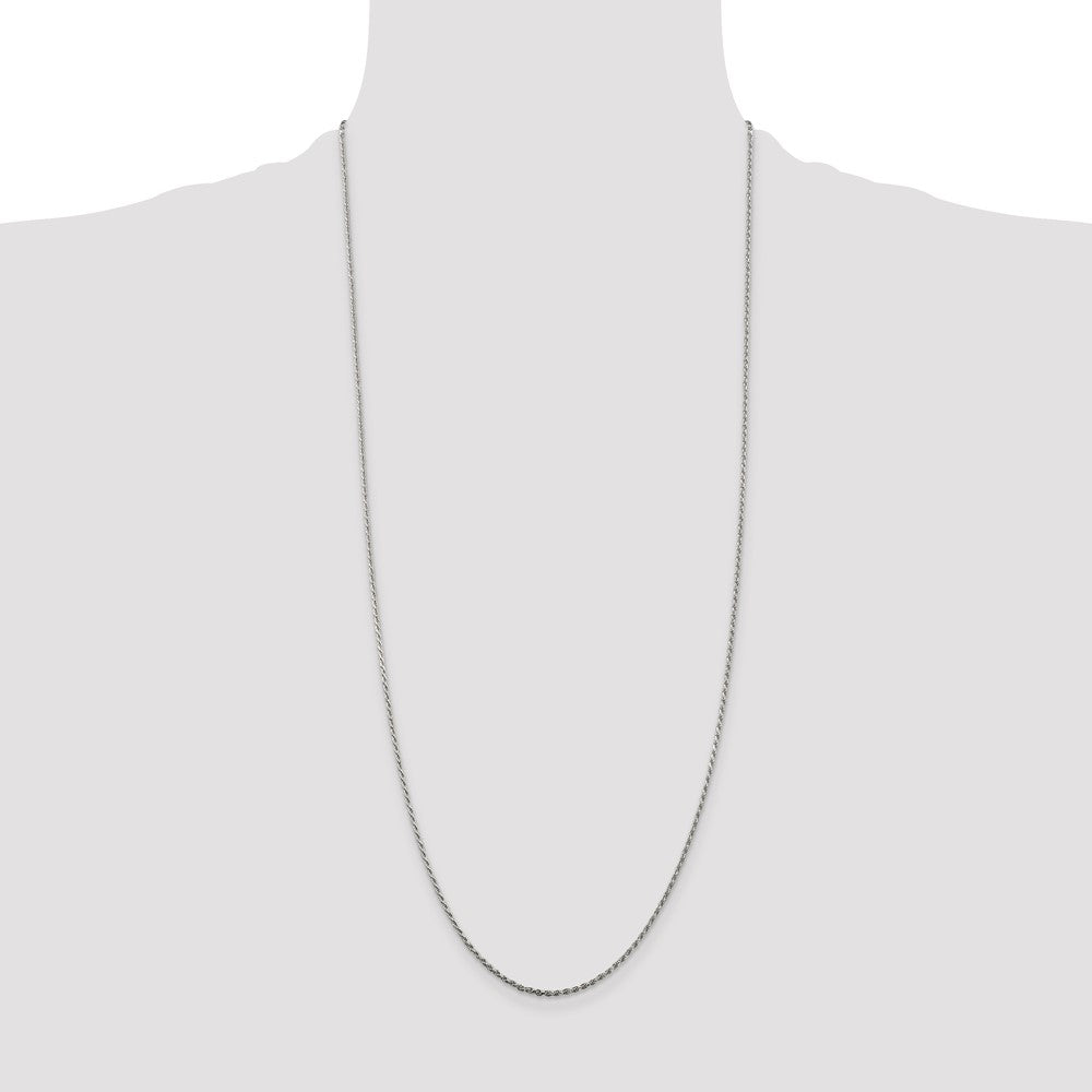 Sterling Silver 1.5mm Diamond-cut Rope Chain 30 Inches