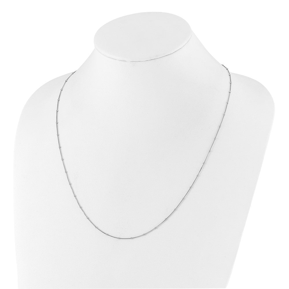 Sterling Silver RH-plt Adjustable 1.5mm Beaded D/C Box Chain