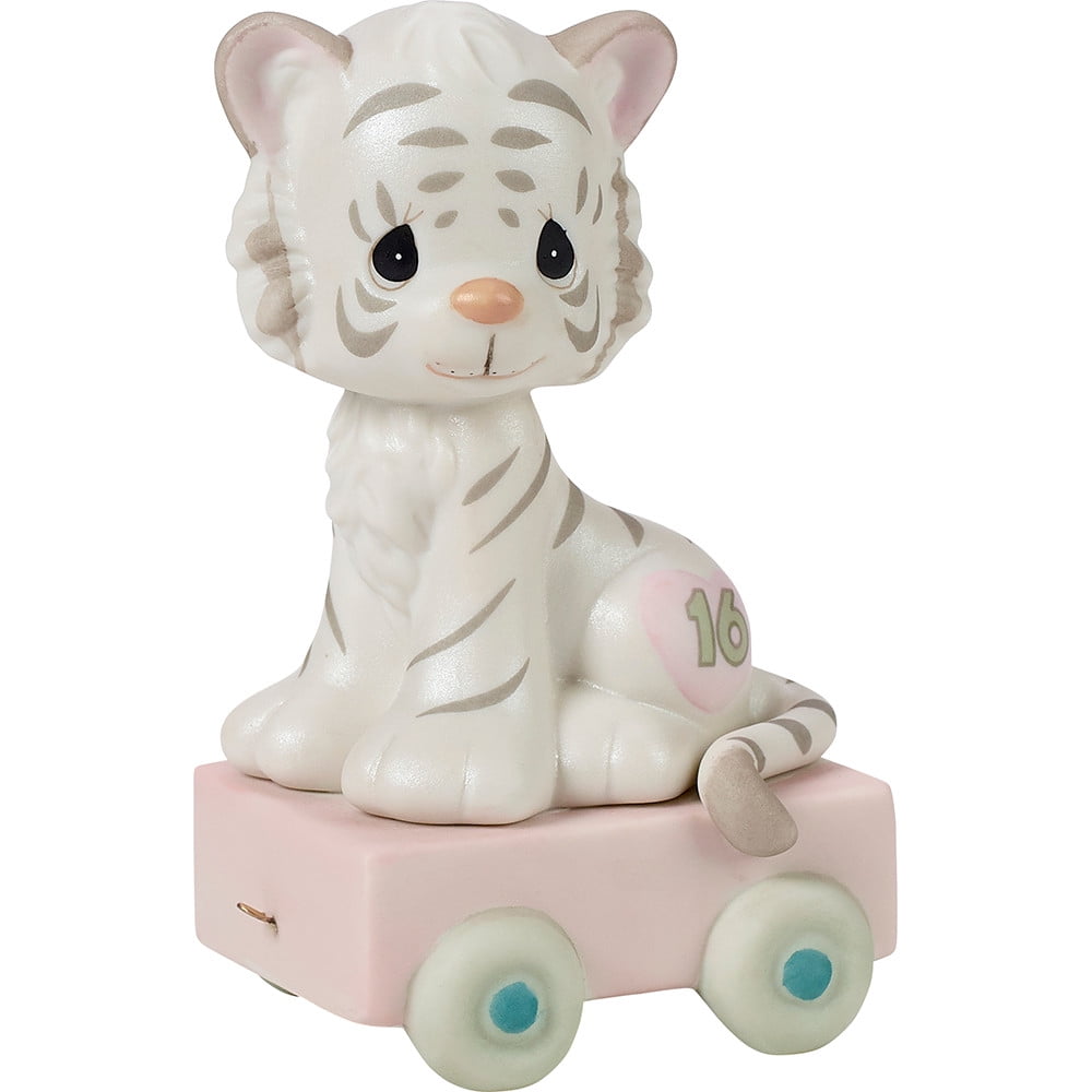 Precious Moments Birthday Train, Age 16, 16 And Feline Fine, Bisque Porcelain Figurine, 1 Each