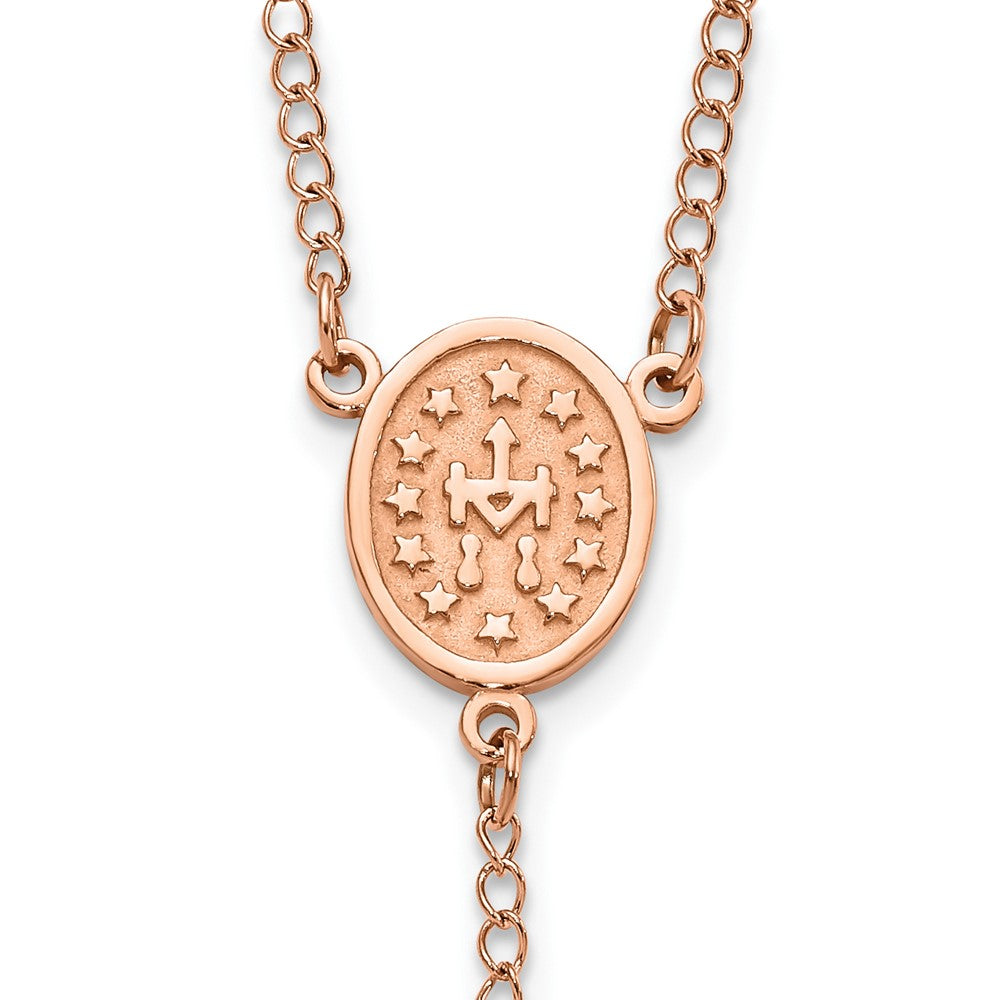 Stainless Steel Polished Rose IP-plated 30in Rosary Necklace