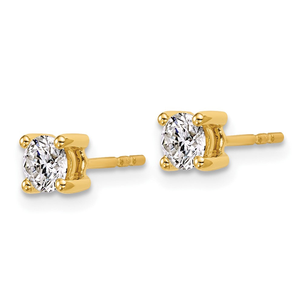 14k Yellow Gold 2/3 ctw Lab Grown Diamond VS+ F+ Round 4 Prong Heavy Wt. Stud Earrings