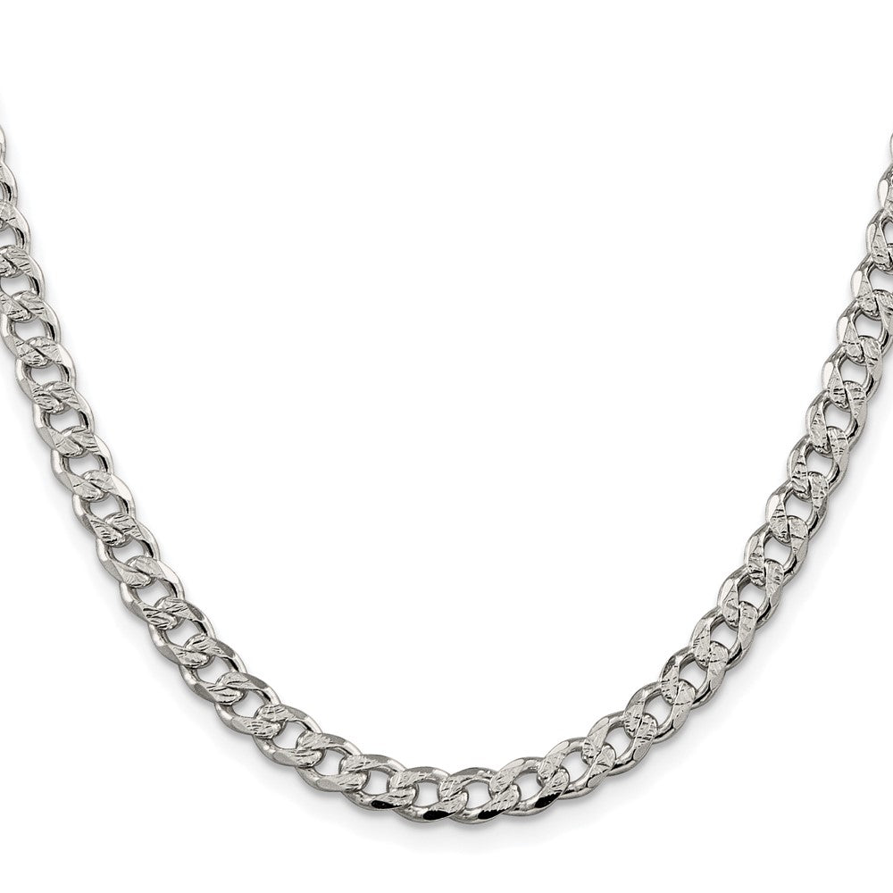 Sterling Silver Rhodium-plated 5.5mm Pav‚ Curb Chain